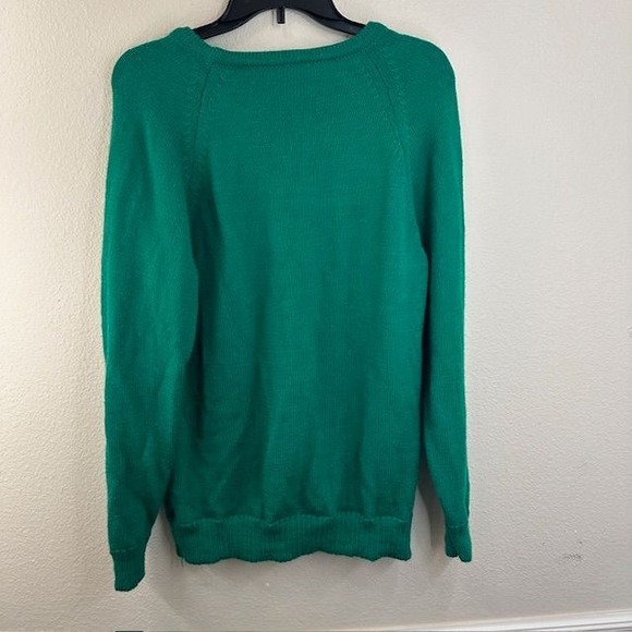 Vintage Trag Knitwear Ireland Claddaugh Kelly Green V-Neck‎ Wool Sweater MD - Picture 5 of 5